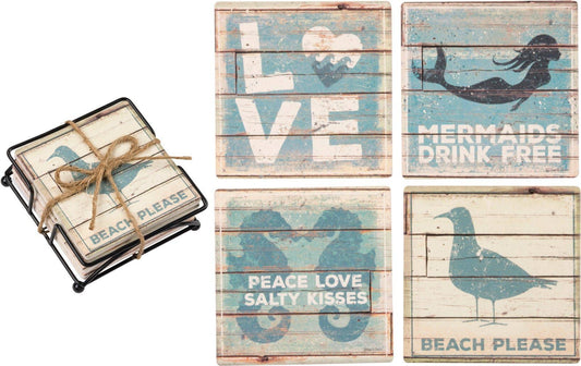 Rustic Beach Coaster Set