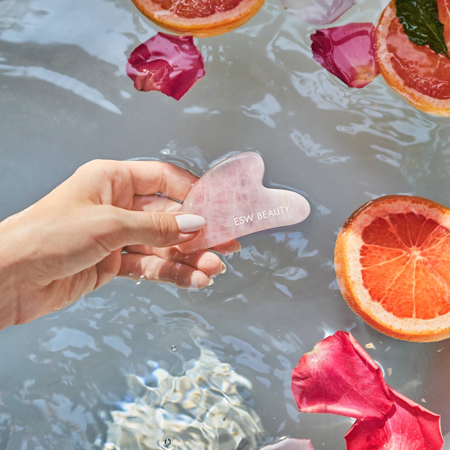 Hibiscus White Tea Rose Quartz Gua Sha