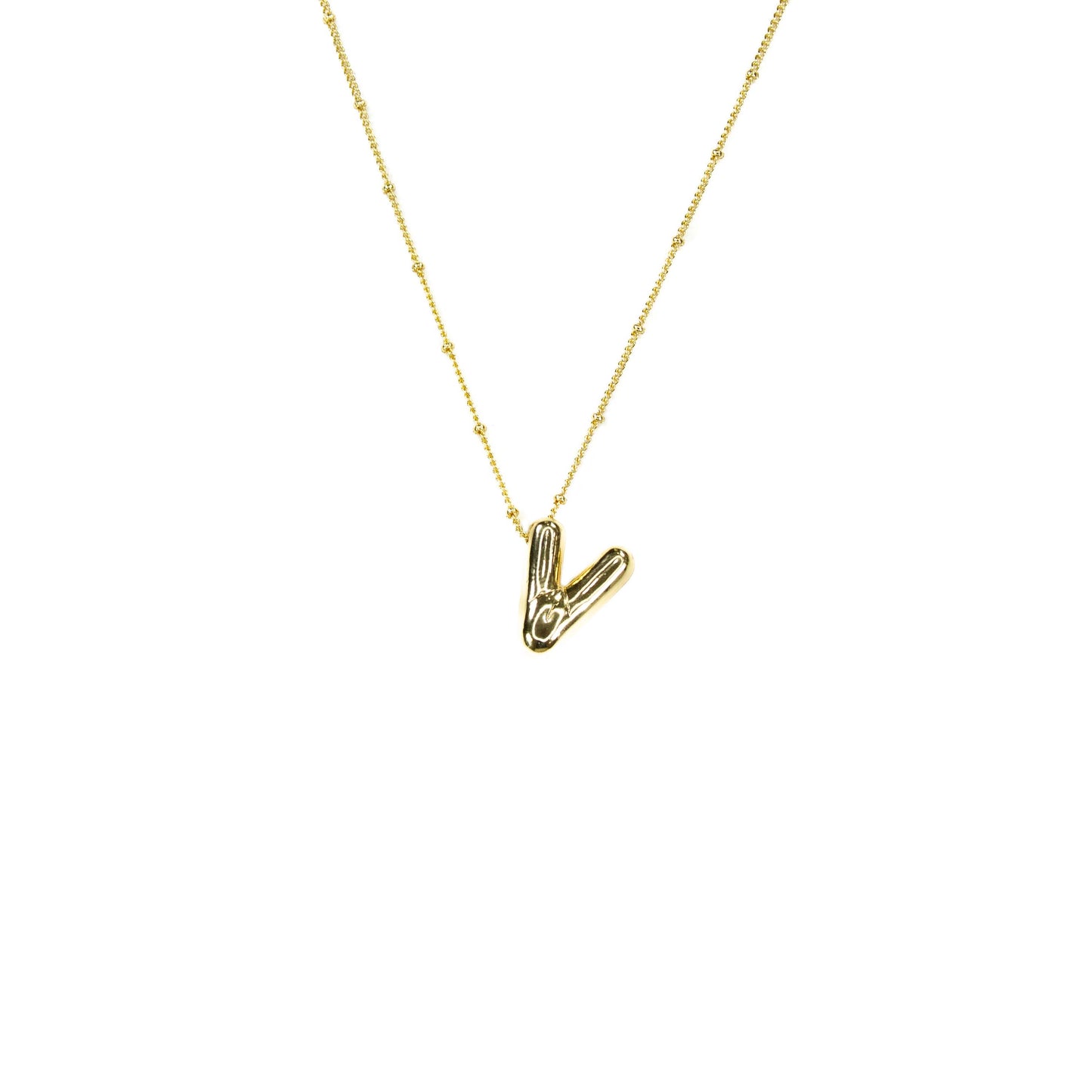 Savvy Bling - Initial Balloon Bubble Gold Necklace
