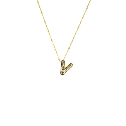 Savvy Bling - Initial Balloon Bubble Gold Necklace