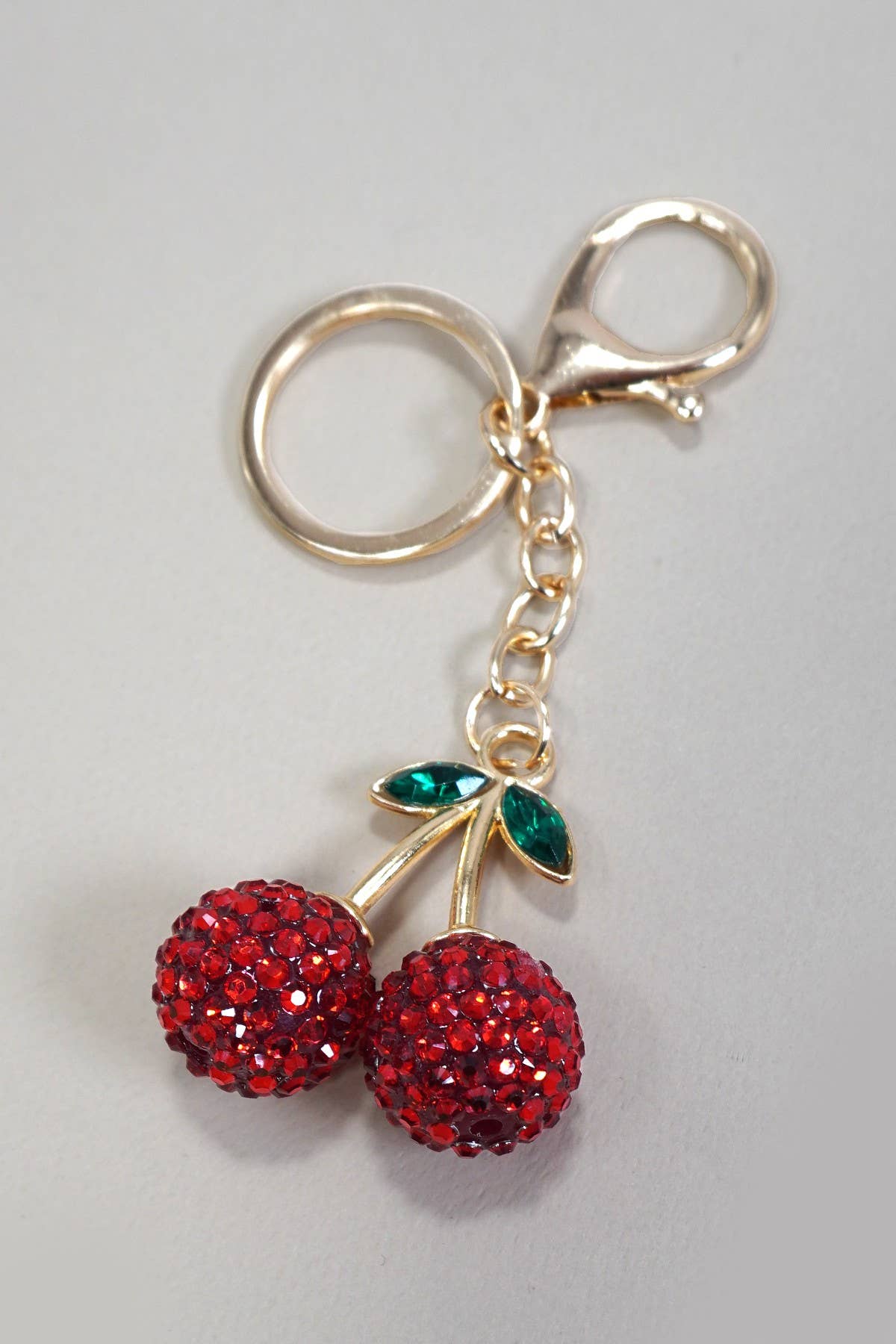JOSSLYN by wall to wall - RHINESTONE CHERRY DROP KEYCHAIN BAG CHARM | 40KC127