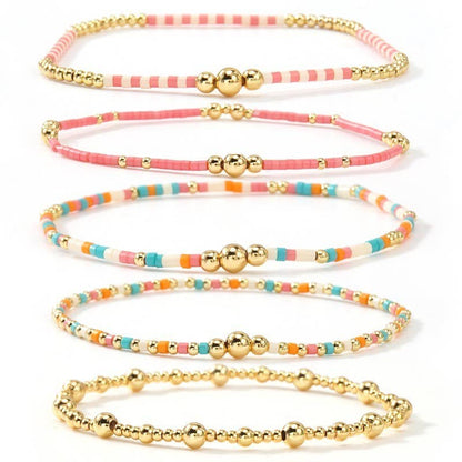 JOSSLYN by wall to wall - MULTI LAYER NATURAL STONE BALL CHAIN LINK BRACELET | 40B5228