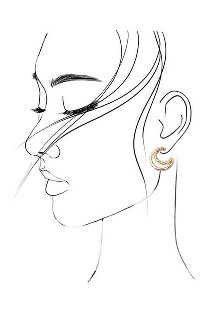 JOSSLYN by wall to wall - GOLD PEARL HOOP STUD TRIO EARRINGS | 80E2990