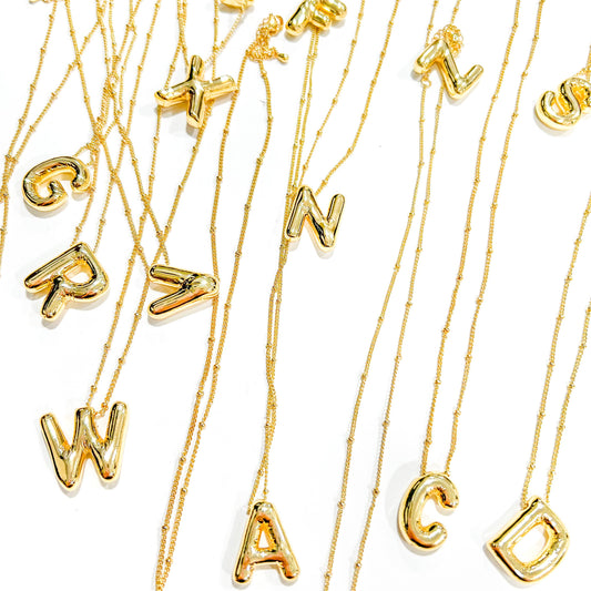 Savvy Bling - Initial Balloon Bubble Gold Necklace