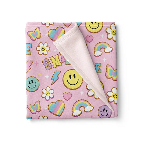 Patch Fuzzy Throw Blanket