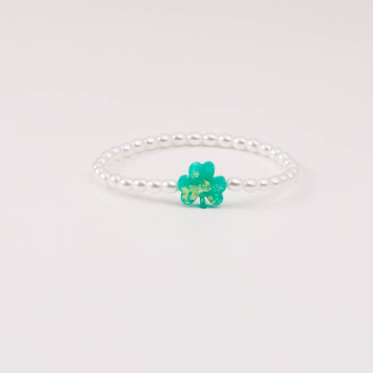 Holy Water Lucky Shamrock Bracelet in Crystal Pearl