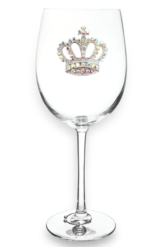 Aurora Borealis Crown Jeweled Stemmed Wine Glass