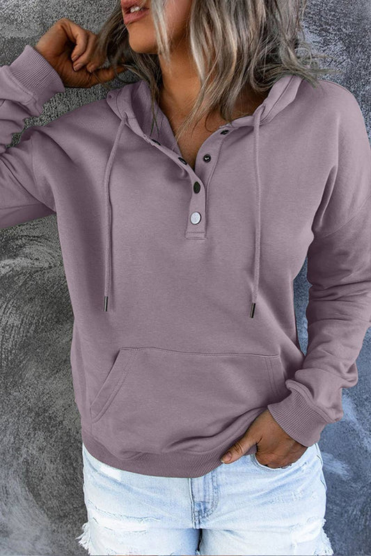 Button Neck Kangaroo Pocket