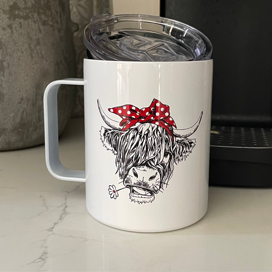 Highland Hairy Cow 12oz Travel Mug w/Lid