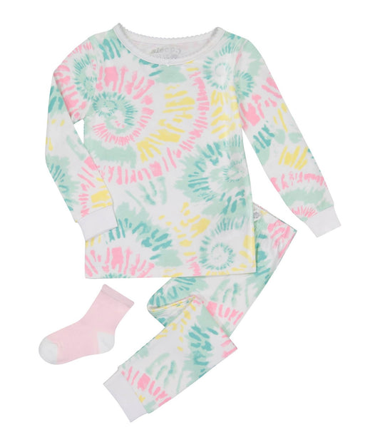 Toddler Girls Tie-Dye Pastels Snug Fit 2-Piece Pajama Sleep Set