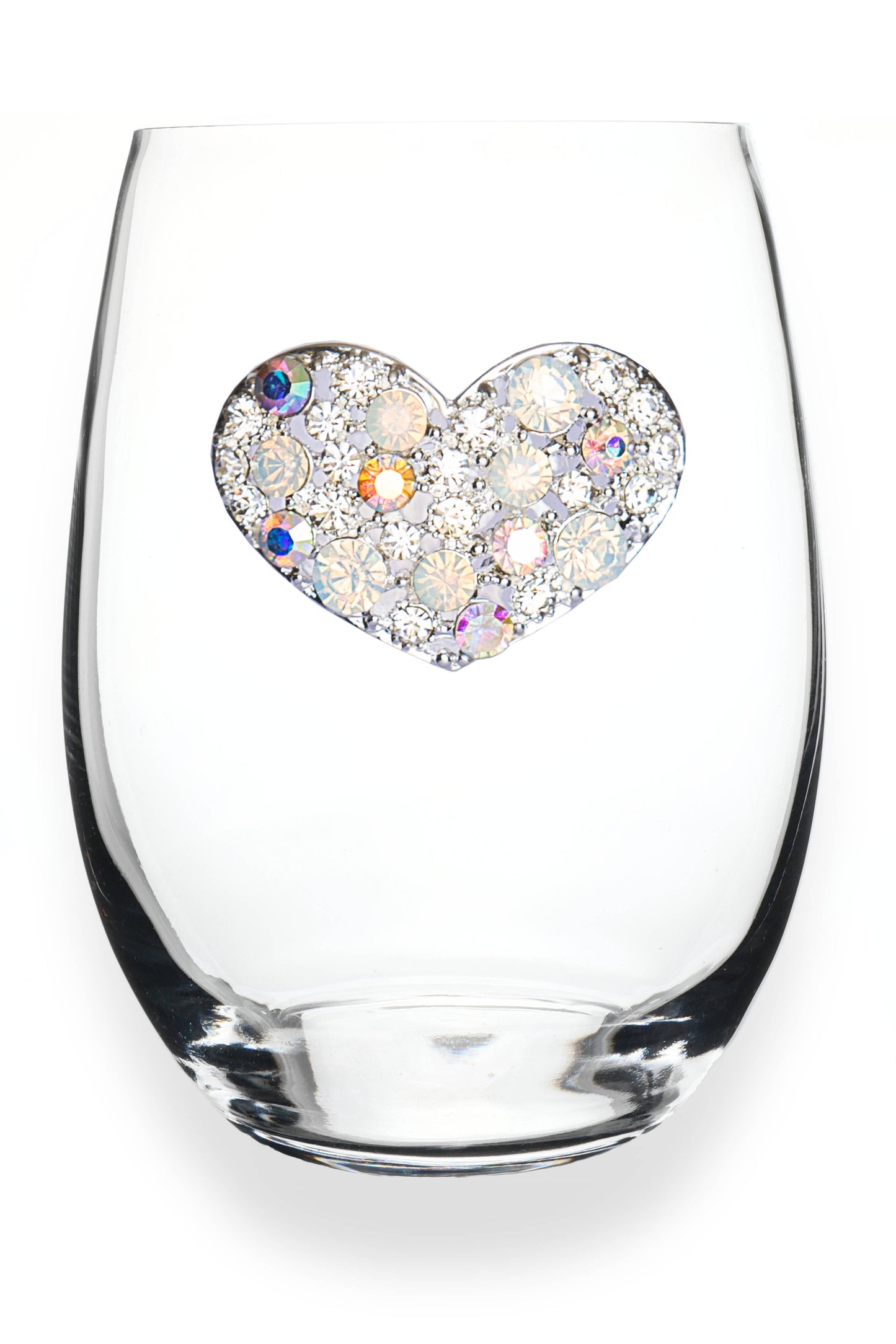 Multi Stone Heart Jeweled Stemless Wine Glass