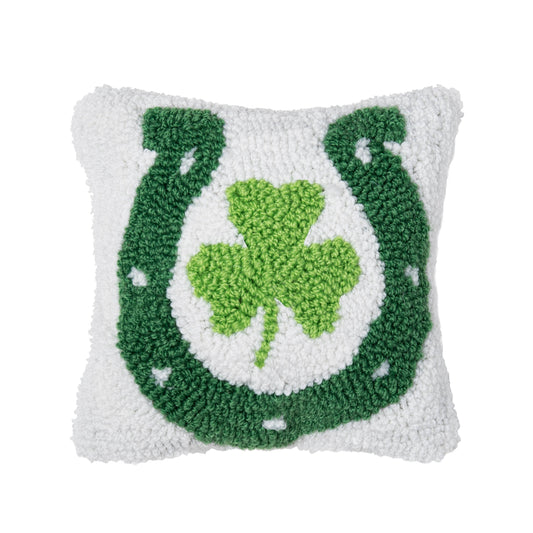 St. Patrick's Day Horseshoe Lucky Clover Pillow